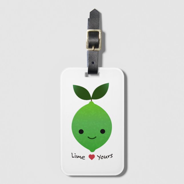 Lime Yours Cute Kawaii Lime Luggage Tag (Front Vertical)