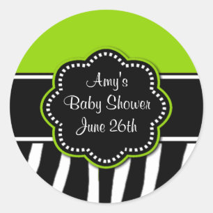 Lime Zebra Baby Shower or Birthday Stickers