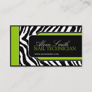 Lime Zebra Print  Business Card