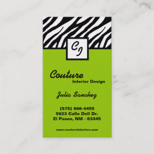 Lime Zebra Print Custom Personalise Business Card