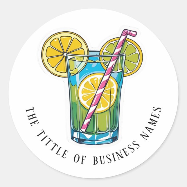 Limencello | Black & White Modern Text  Classic Round Sticker (Front)