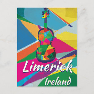 Limerick Ireland Vintage Travel poster Postcard