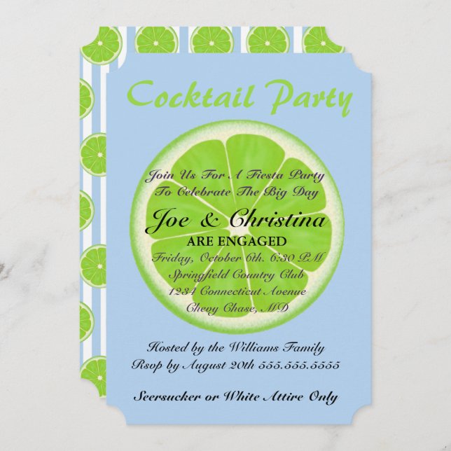 Limes And Seersucker Fiesta Cocktail Party Card (Front/Back)