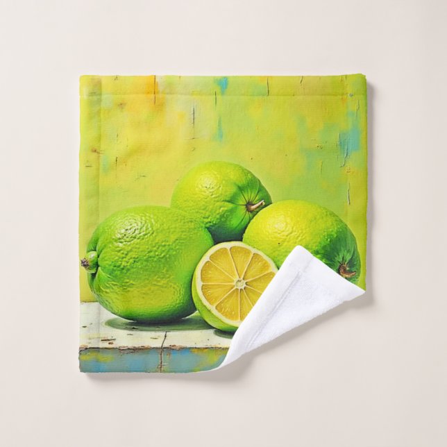 Limes' Bright Summer Pop Design Bath Towel Set (Wash Cloth)