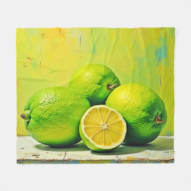 Limes' Bright Summer Pop Design Fleece Blanket (Front (Horizontal))