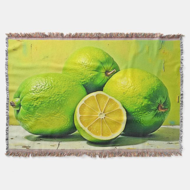 Limes' Bright Summer Pop Design Throw Blanket (Front)