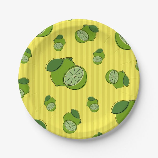 Limes Illustration Paper Plate (Front)