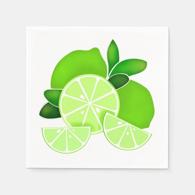 Limes | lime slices | sunny citrus pattern    napkin (Front)