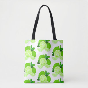 Limes lime slices sunny citrus pattern tote bag