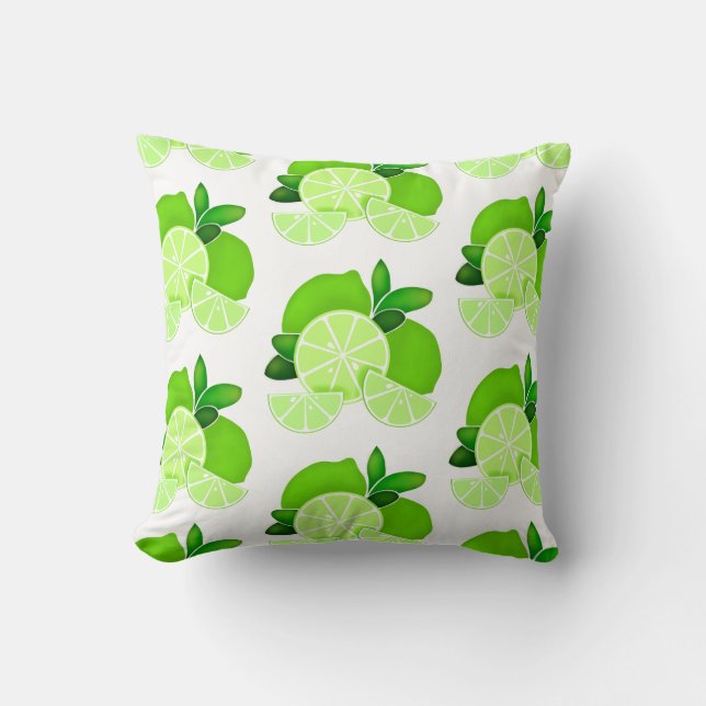 Limes sunny citrus pattern lime slices  cushion (Front)
