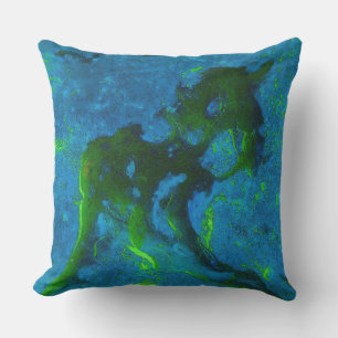 Limestone Abstract in Greens and Aqua Blues Cushion