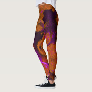 Limestone Abstract in Purples and Burnt Orange Leggings