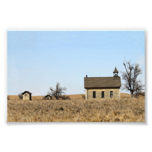 Limestone Bichet One-Room Schoolhouse, Kansas Photo Print