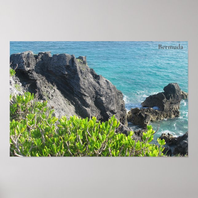 Limestone Cliffs at Horseshoe Bay, Bermuda Poster (Front)