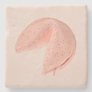 Limestone Pale Pink Fortune Cookie Printed Coaster