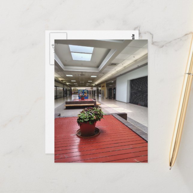 Liminal Space Sad Abandoned Mall Plants Postcard (Front/Back In Situ)