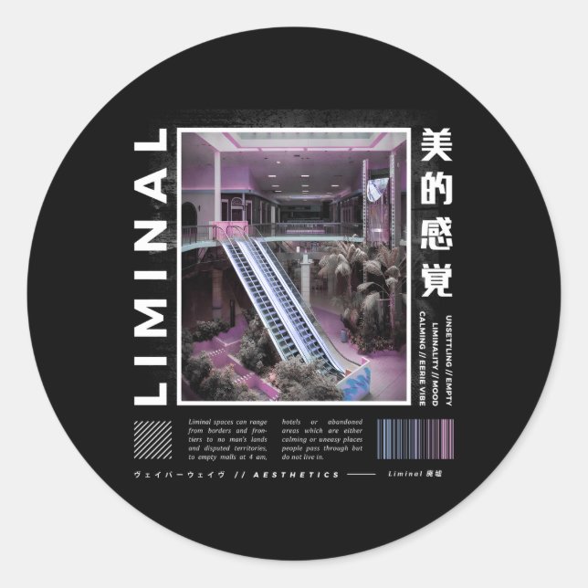 Liminal Spaces Vaporwave Aesthetic Kawaii Pastel G Classic Round Sticker (Front)