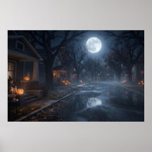 Liminal Suburb Street on Halloween Night