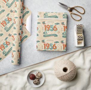 Limited Edition 1956 Birthday   50s Retro Style Wrapping Paper