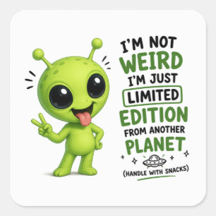 Limited Edition Alien Design Square Sticker
