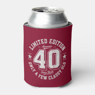 Limited Edition Awesome 40th Birthday Burgundy Can Cooler