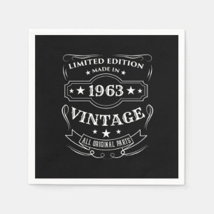 Limited Edition Made In 1963 Vintage Birthday Gift Napkin