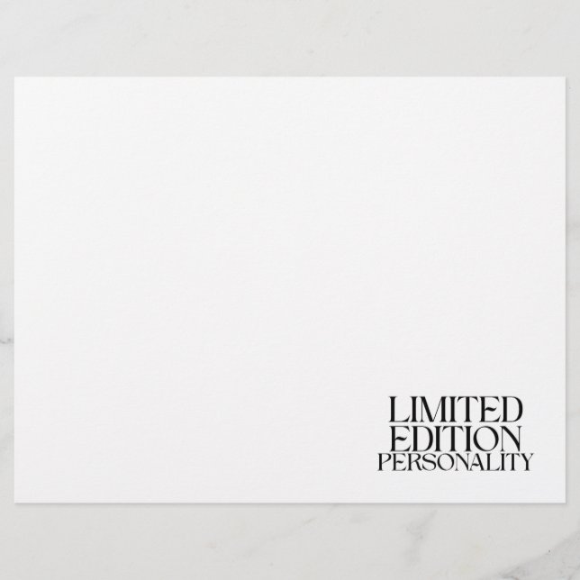 Limited Edition Personality Sarcastic Typography Custom Letterhead (Front)