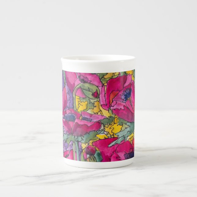Limited Edition Porcelain Cup, artist Kim Brooks Bone China Mug (Front)