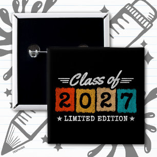 Limited Edition Retro Vintage Senior Class of 2027 15 Cm Square Badge