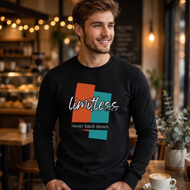 Limitless Never Back Down  Sweatshirt (Limitless never back down - retro motivational sweatshirt lifestyle mockup)