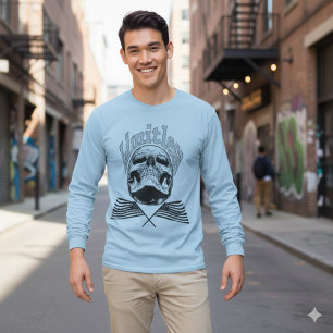 Limitless Skull & Tattered Flags Mens Long T-Shirt