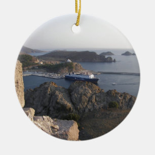 Limnos Ferry From The Hill Ceramic Tree Decoration