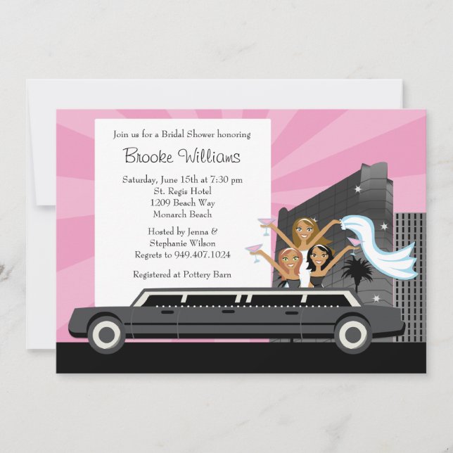 Limo Bridal Shower Invitation African American (Front)