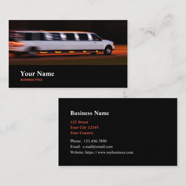 Limo Driver Limousine Chauffeur Car Driver Business Card (Front/Back)