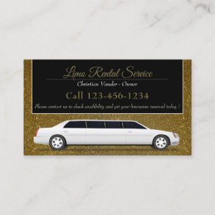 Limo Rental And Driver Service Luxury Glitter Business Card