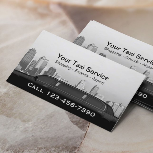 Limo & Taxi Driver Modern City Professional Car Business Card (Creator Uploaded)