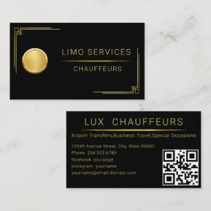 Limo & Taxi Service Elegant Dark Limousine Business Card