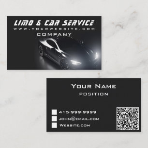 Limo & Taxi Service Elegant Dark Limousine Business Card