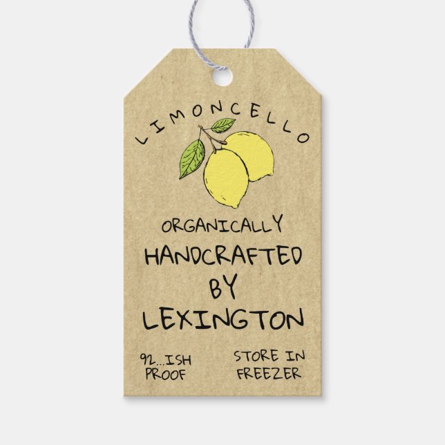 Limoncello Bottle Kraft Hang Tag | (Front)