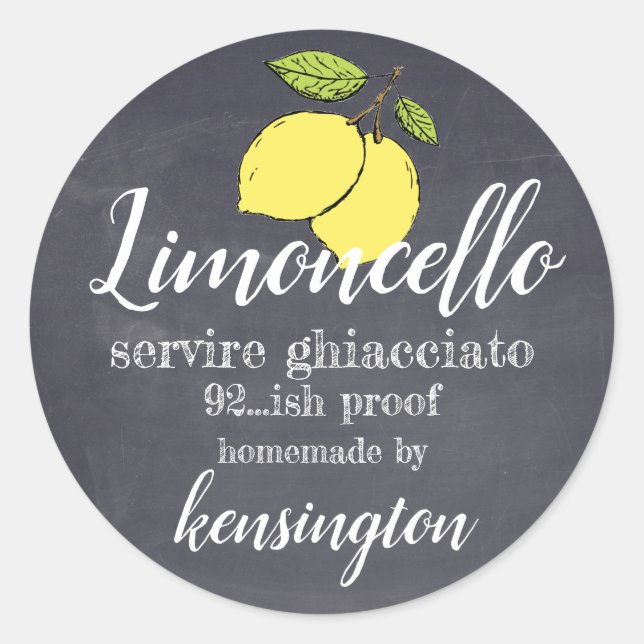 Limoncello Bottle Label Chalkboard Look (Front)