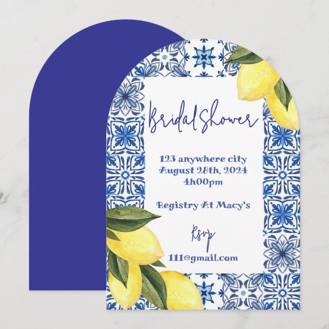 LIMONCELLO BRIDAL SHOWER INVITATION (Front/Back)