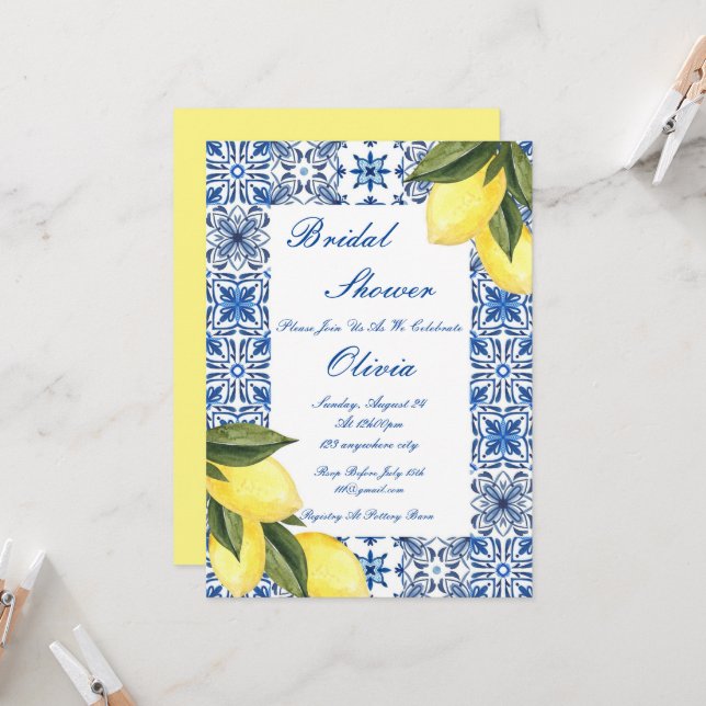 LIMONCELLO BRIDAL SHOWER INVITATION (Front/Back In Situ)