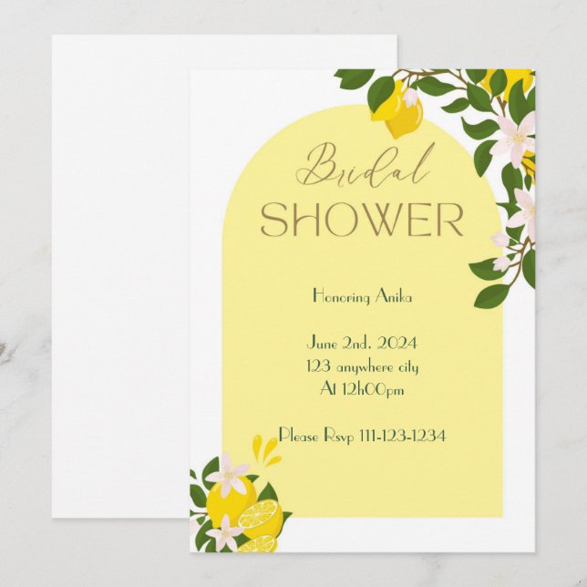 LIMONCELLO BRIDAL SHOWER INVITATION (Front/Back)