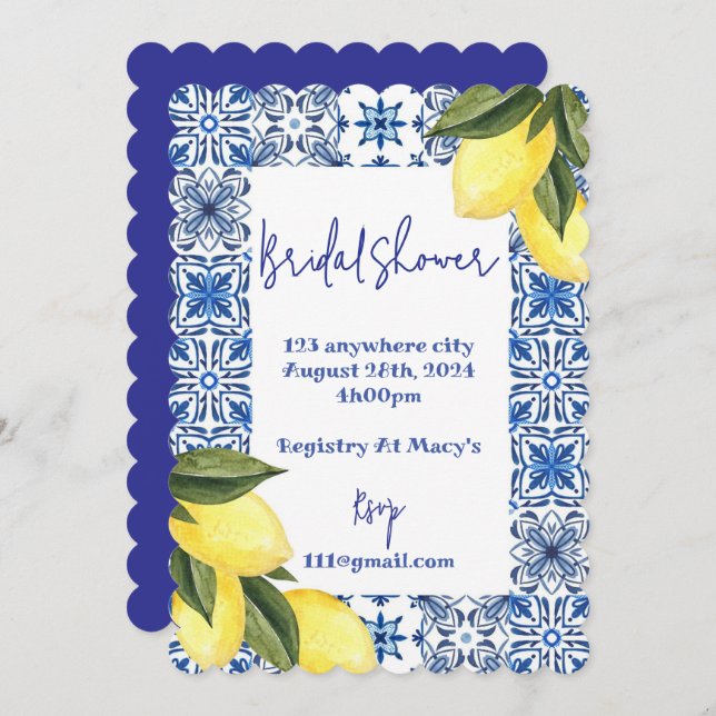 LIMONCELLO BRIDAL SHOWER INVITATION (Front/Back)