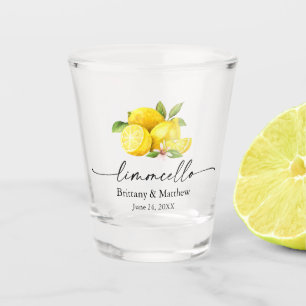 Limoncello Calligraphy Ink Watercolor Lemons Shot Glass