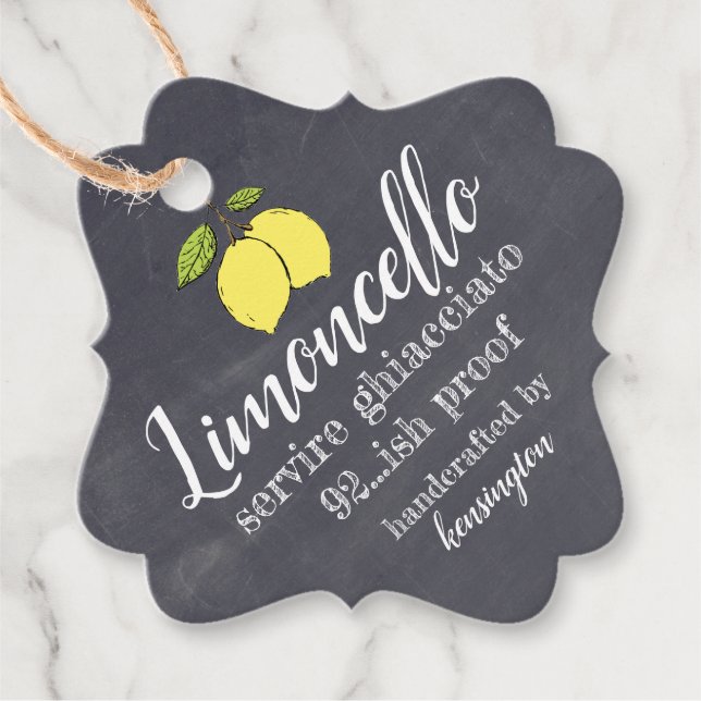 Limoncello Chalkboard Look Small Favour Tags (Front)