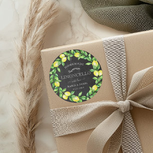 Limoncello Chalkboard Monogram Favour Classic Round Sticker