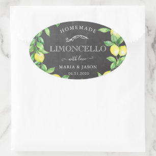 Limoncello Chalkboard Monogram Favour Oval Sticker