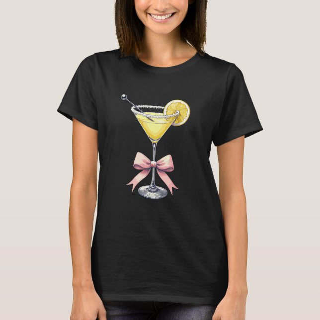 Limoncello Coquette Lemon Drop With Pink Bow T-Shirt (Front)