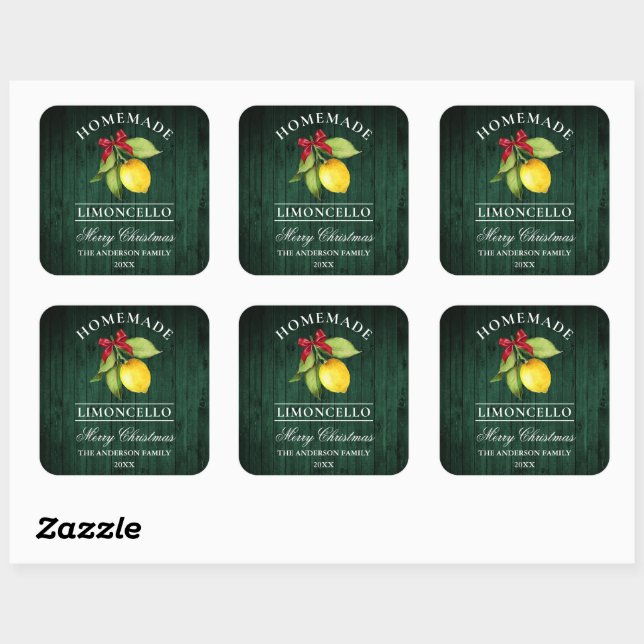 Limoncello Green Wood Print Christmas Square Sticker (Sheet)